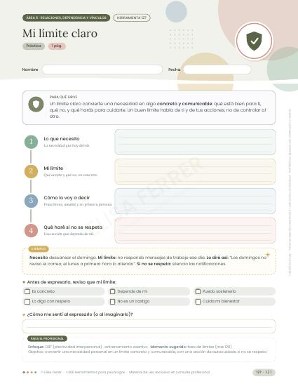 Ficha del área Relaciones, dependencia y vínculos