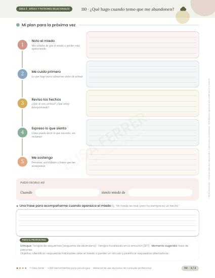 Ficha del área Apego y patrones relacionales
